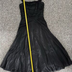 Jessica McClintock Bridal Strapless Black Midi Sheer Polka Dot Dress Size 8